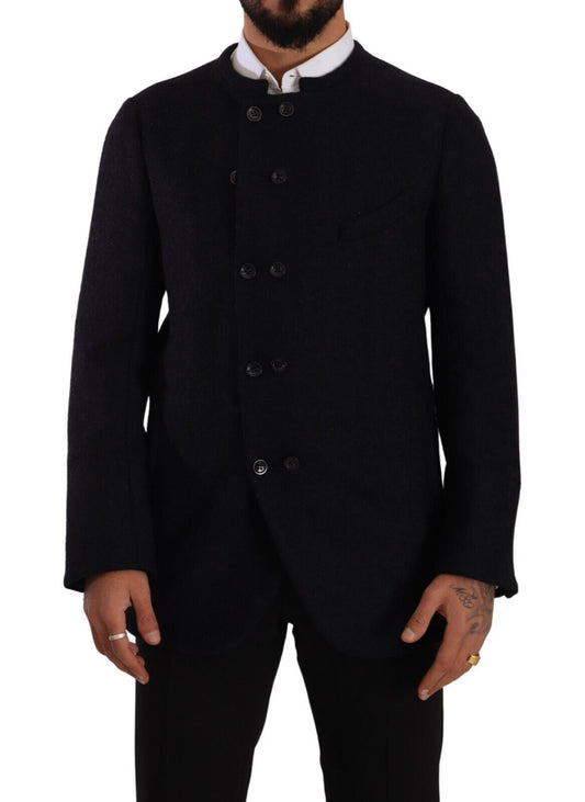 Graue Alpaka Button Down Männer Mantel Jacke