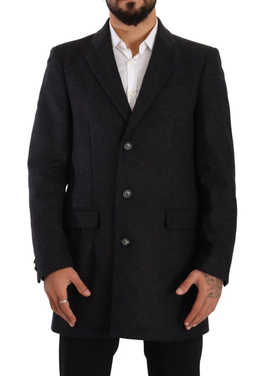 Dunkelgrau Wolle über Trenchcoat Männer Jacke