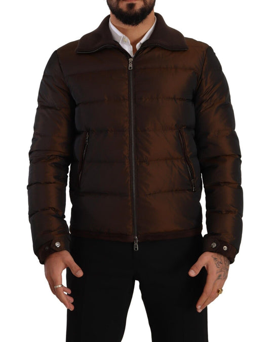 Brauner Polyester Puffer Männer Mantel Jacke
