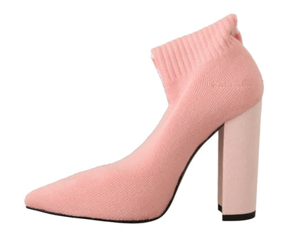 Rosa Wildleder Logo Socken Block Heel Stiefelette Schuhe