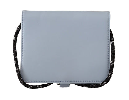 Hellblaues Leder Mini Bifold Sling Portemonnaie