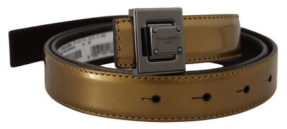Gold Leder Silber Quadrat Metall Schnalle Gürtel
