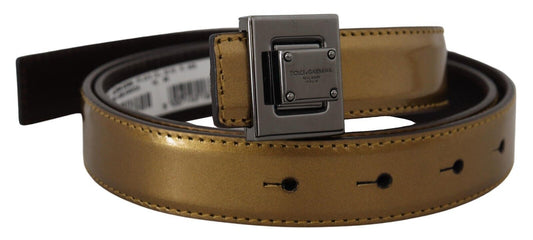 Gold Leder Silber Quadrat Metall Schnalle Gürtel