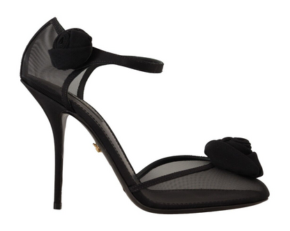 Schwarz Mesh Knöchelriemen High Heels Pumps Schuhe