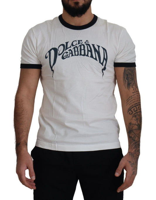 Weißes T-Shirt mit Logoaufdruck aus Baumwolle mit Rundhalsausschnitt