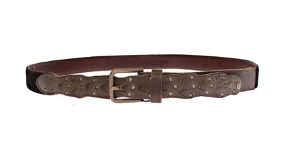 Brauner Leder Logo Cintura Gürtel