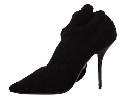 Schwarze Stretch-Socken Kniestrümpfe Schuhe