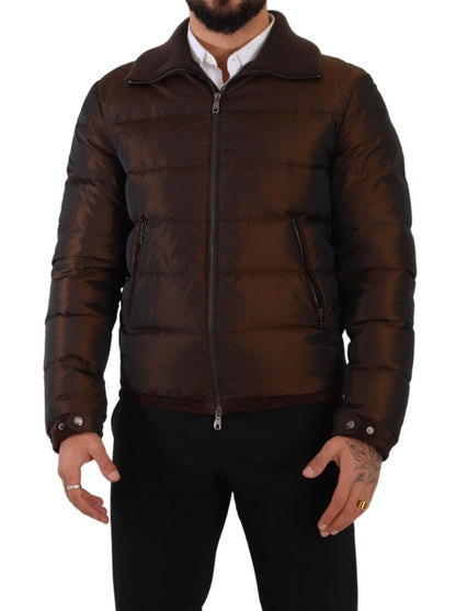 Brauner Polyester Puffer Männer Mantel Jacke