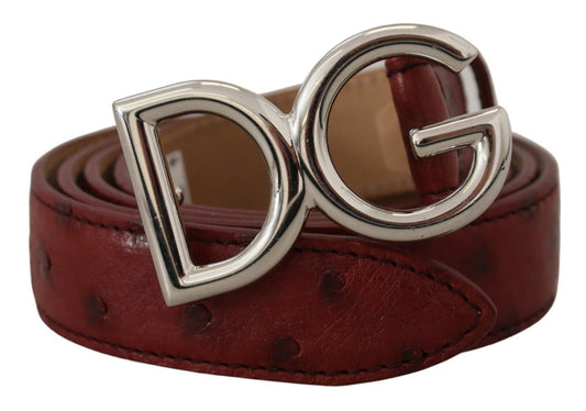 Bordeaux Leder Silber Logo Metallschnalle