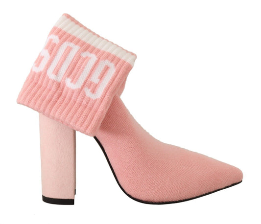 Rosa Wildleder Logo Socken Block Heel Stiefelette Schuhe