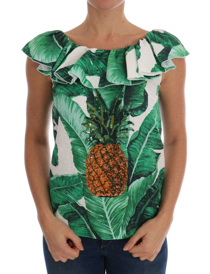 Ananas-Bananen-Pailletten-Bluse-T-Shirt