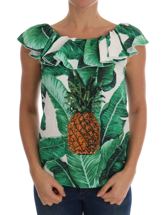 Ananas-Bananen-Pailletten-Bluse-T-Shirt