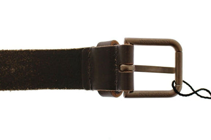 Brauner Leder Logo Cintura Gürtel