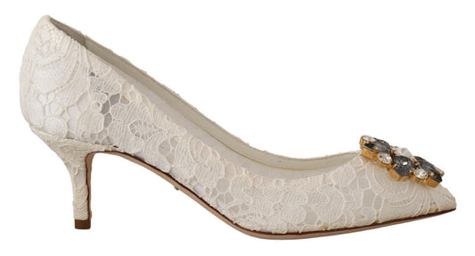 Weiß Taormina Spitze Kristall Heels Pumps Schuhe