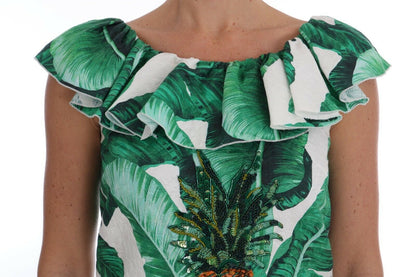 Ananas-Bananen-Pailletten-Bluse-T-Shirt