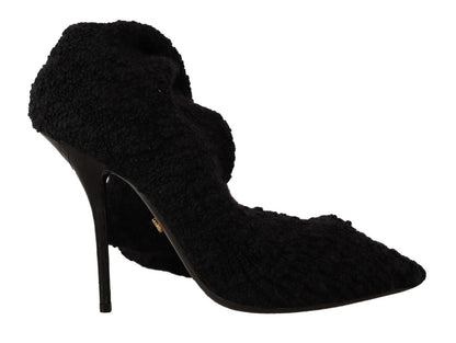 Schwarze Stretch-Socken Kniestrümpfe Schuhe