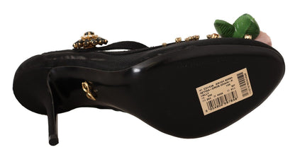 Schwarz Mesh verschönert Pumps Mary Jane Schuhe