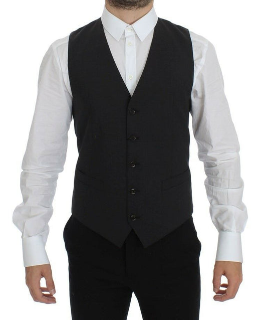 Graues Woll-Stretch-Kleid Blazer-Weste