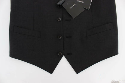Graues Woll-Stretch-Kleid Blazer-Weste