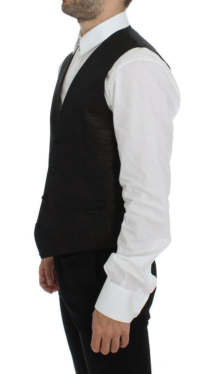 Schwarzes Woll-Logo-Kleid Gilet Vest