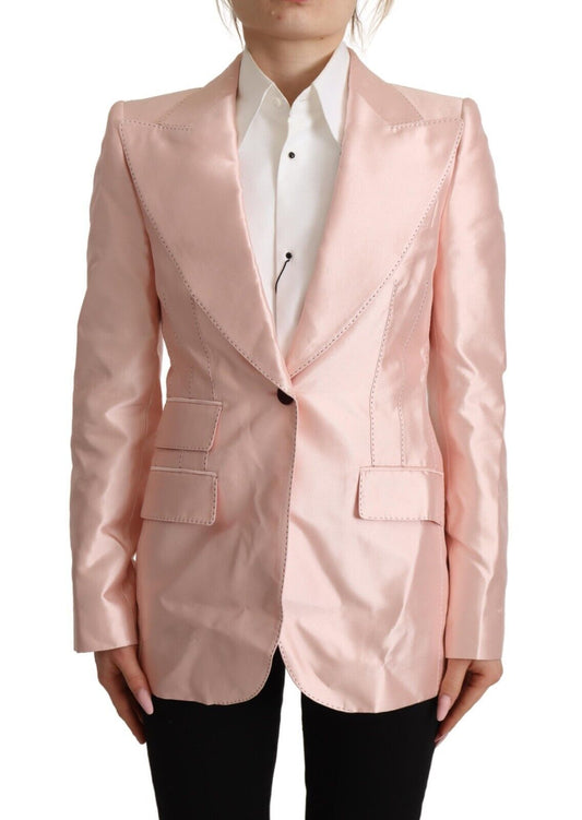 Rosa Satin Lange Ärmel Blazer Mantel Jacke