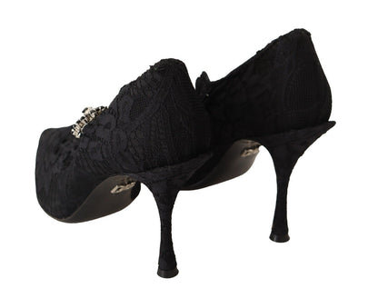 Schwarz Spitze Kristalle Heels Mary Jane Pumps Schuhe