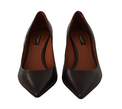 Braun Leder Kitten Mid Heels Pumps Schuhe