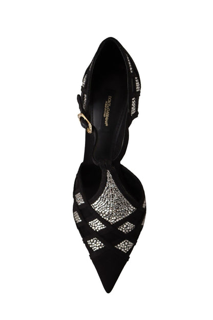 Schwarz Kristalle T-strap Heels Pumps Schuhe