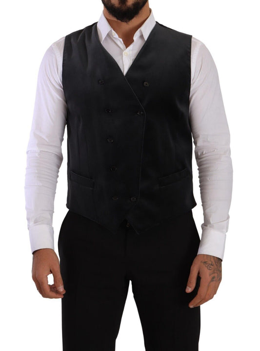 Grauer Samt Baumwolle Slim Fit Weste Weste