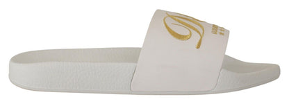 Weißes Leder Luxus Hotel Rutschen Sandalen Schuhe