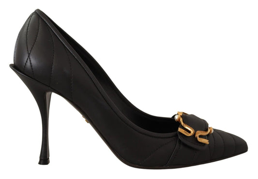 Schwarz Devotion Leder Absatz Pumps Schuhe
