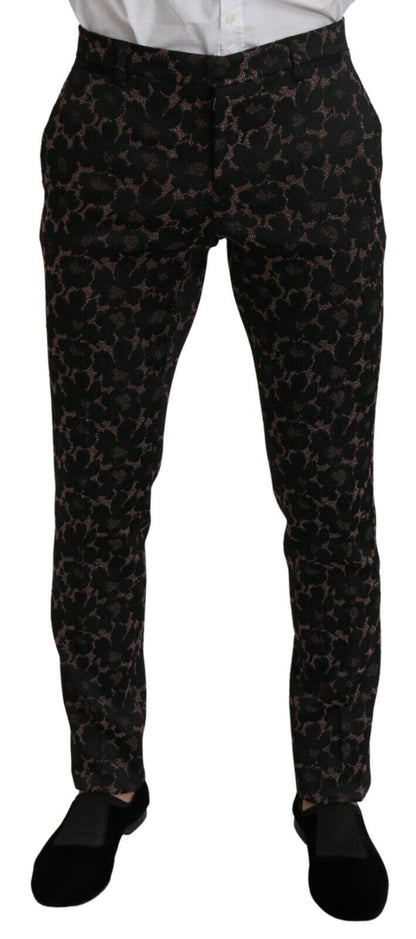 Anzug Schwarz Floral 3 Stück Slim Tuxedo