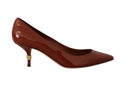 Braun Kitten Heels Pumps Lackleder Schuhe