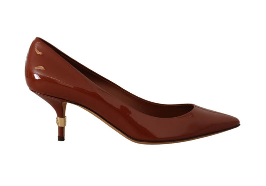 Braun Kitten Heels Pumps Lackleder Schuhe