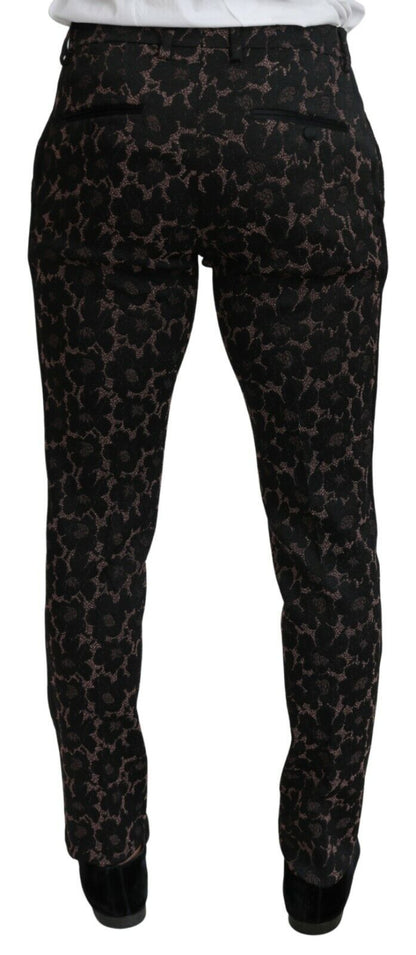 Anzug Schwarz Floral 3 Stück Slim Tuxedo