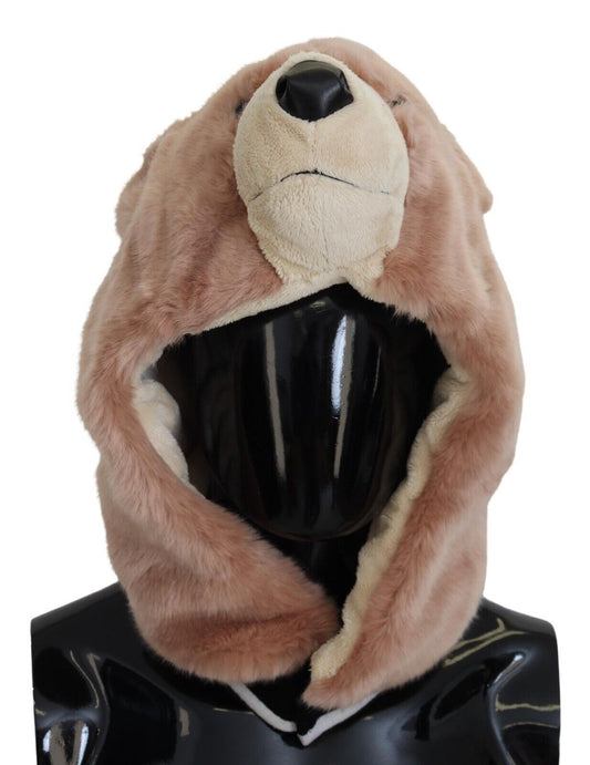 Beige Bär Pelz Ganzkopfmütze Einheitsgröße Polyester Hut
