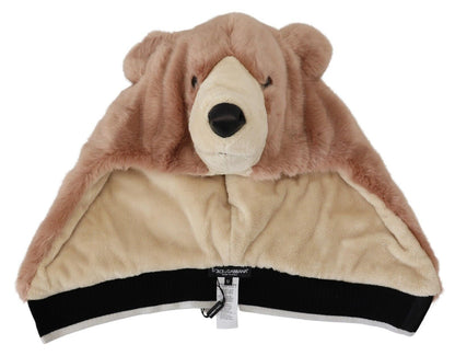 Beige Bär Pelz Ganzkopfmütze Einheitsgröße Polyester Hut