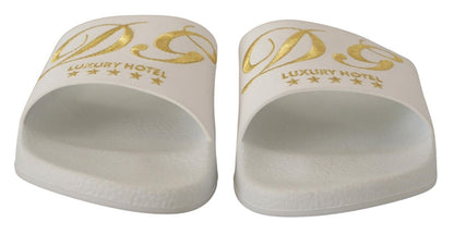 Weißes Leder Luxus Hotel Rutschen Sandalen Schuhe