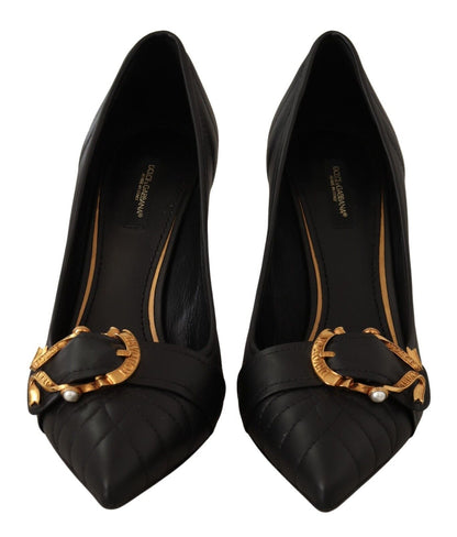 Schwarz Devotion Leder Absatz Pumps Schuhe