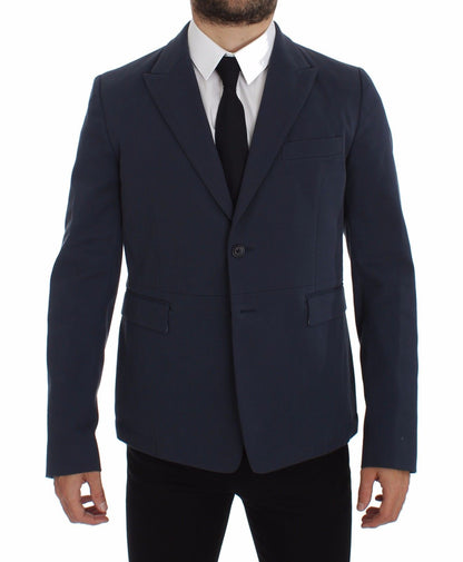 Blauer Baumwoll-Stretch-Blazer