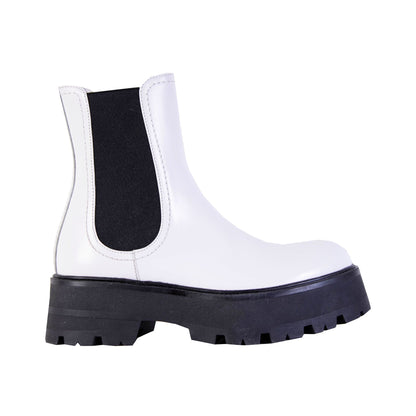 Weiße und schwarze Chelsea Boots aus Leder
