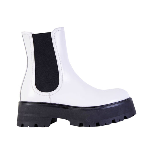 Weiße und schwarze Chelsea Boots aus Leder