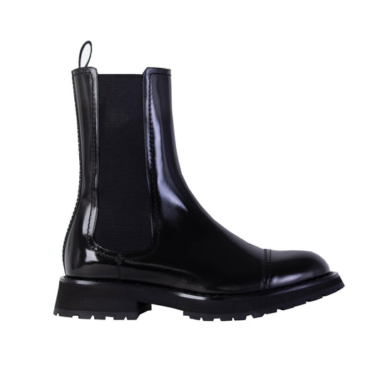Schwarze Lederstiefeletten
