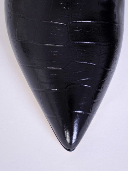 Stiletto-Stiefel mit Krokolederdruck 60