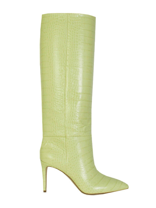 Krokolederdruck in Limette Stiletto 85 Stiefel