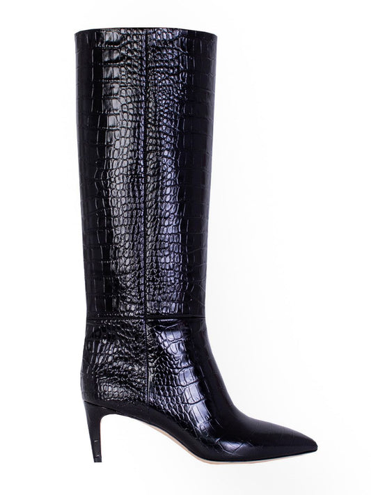 Stiletto-Stiefel mit Krokolederdruck 60