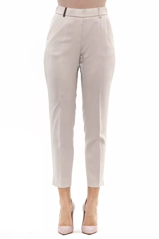 Beige Viskose Jeans &Amp; Hose