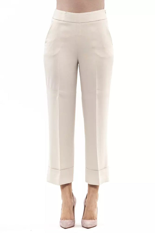 Beige Viskose Jeans &Amp; Hose